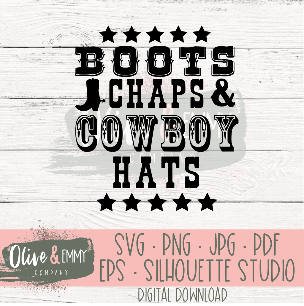 Boots Chaps and Cowboy Hats Cut File